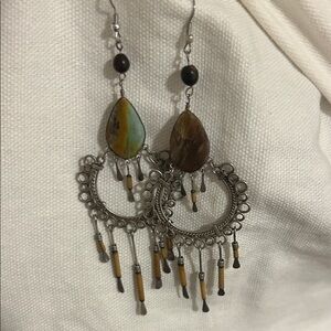 Artisan Silver and Brown Dangle Earrings